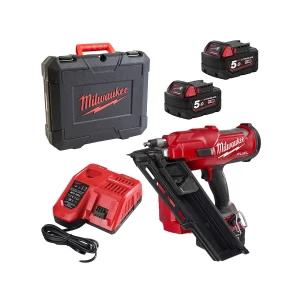 Milwaukee AKU SET – pištolj za eksere / čavle M18 FFN-502C sa dvije 5Ah baterije i punjačem u koferu 18V