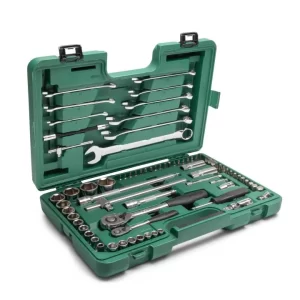 Set nasadnih ključeva i 9 viljuškasto-okastih ključeva SATA ST09519SJ 1/4″ i 1/2″ 76-dijelni 040197358